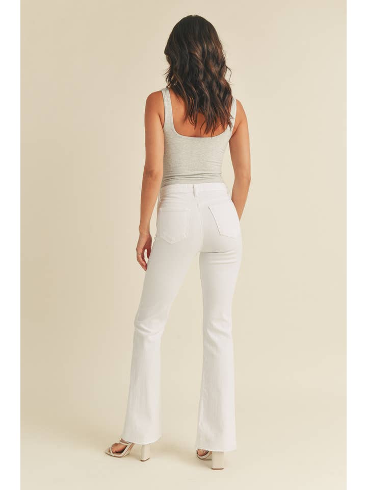 High Rise Scissor Cut Flare LONG - White
