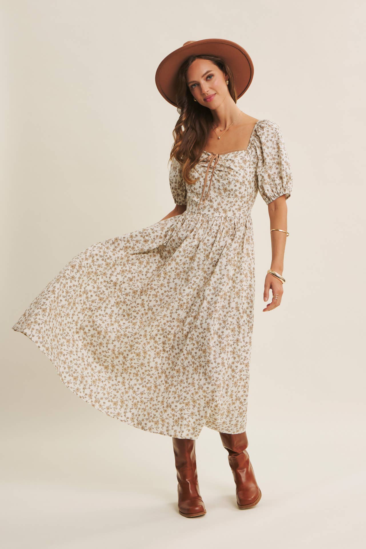 Abigail Midi Dress- Cream