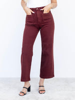 High Rise Patch Pocket Wide Leg-Mauve
