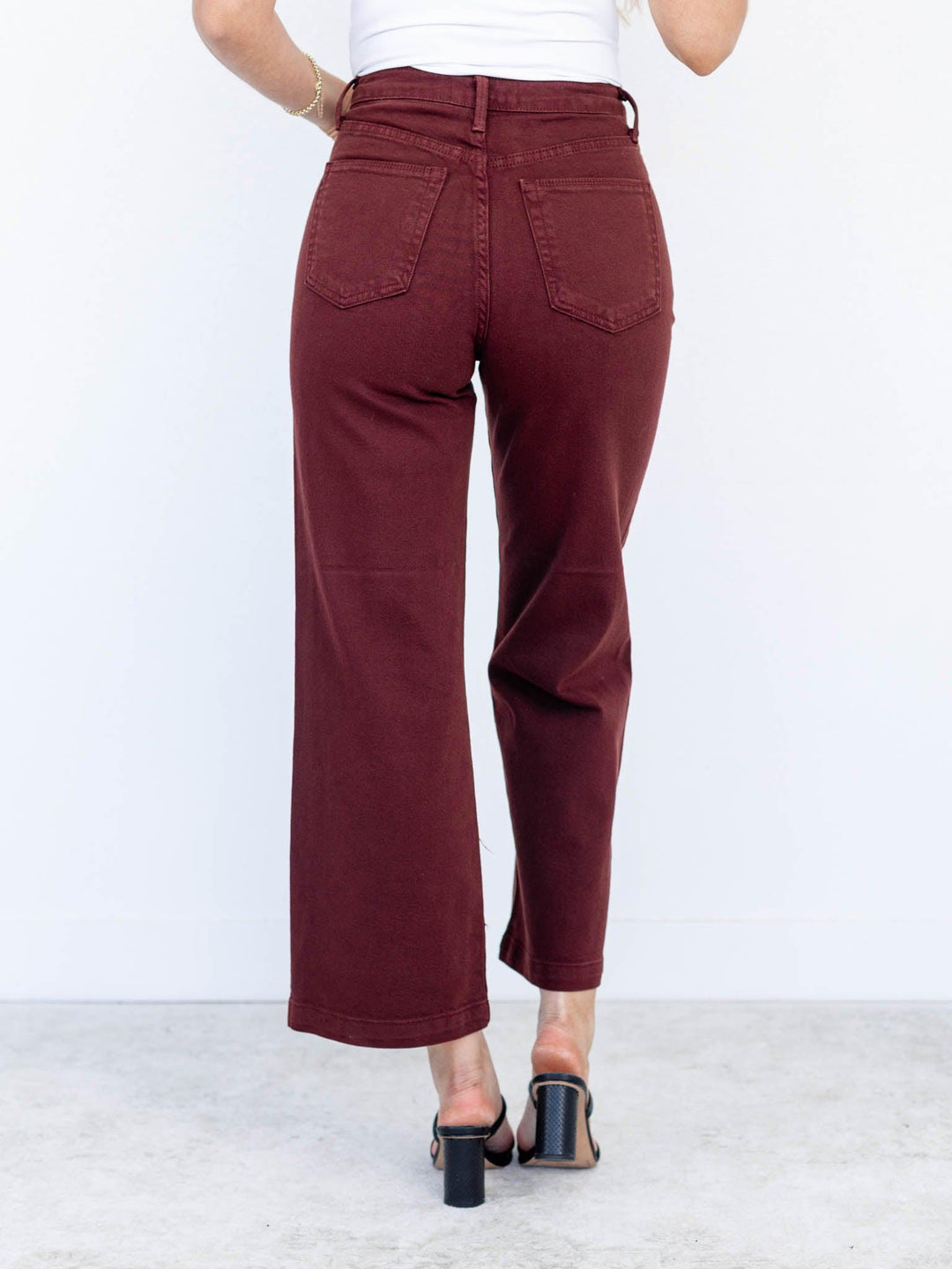 High Rise Patch Pocket Wide Leg-Mauve