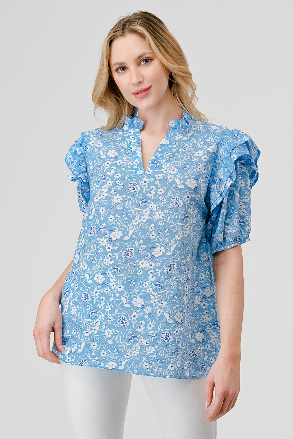 Dana Top Cotton Blue print