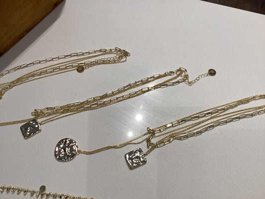 Goddess Triple Layer Necklace- 18kt Triple Gold Filled