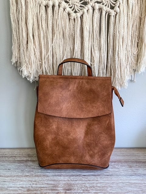 Flap Over Back Pack Vegan Leather